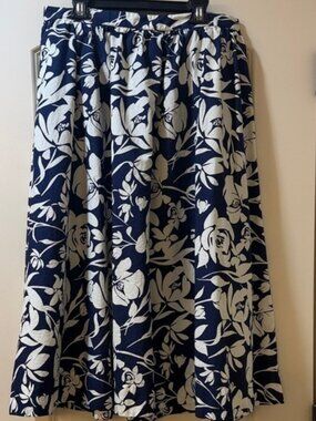 a new day Navy and White Floral Full Skirt